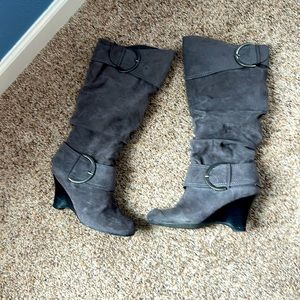 Grey sued like knee high boots